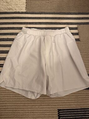 White Lululemon Shorts with Elastic Waistband